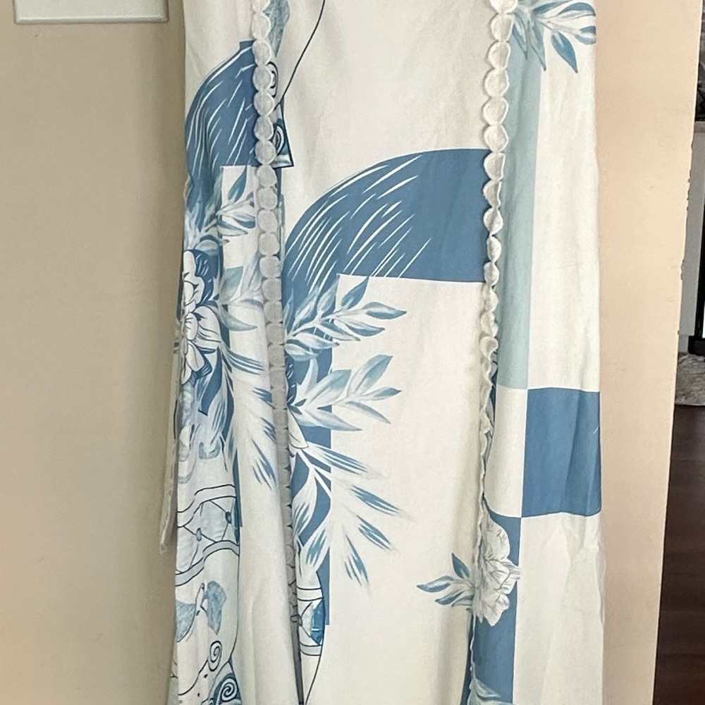 Elegant Blue and White Maxi Dress